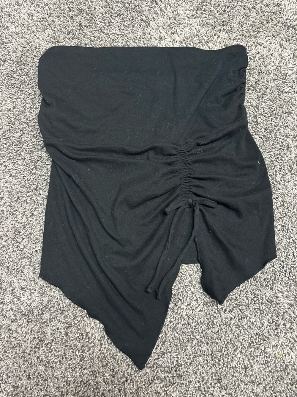 Black Strapless Ruched Asymmetric Women’s Top